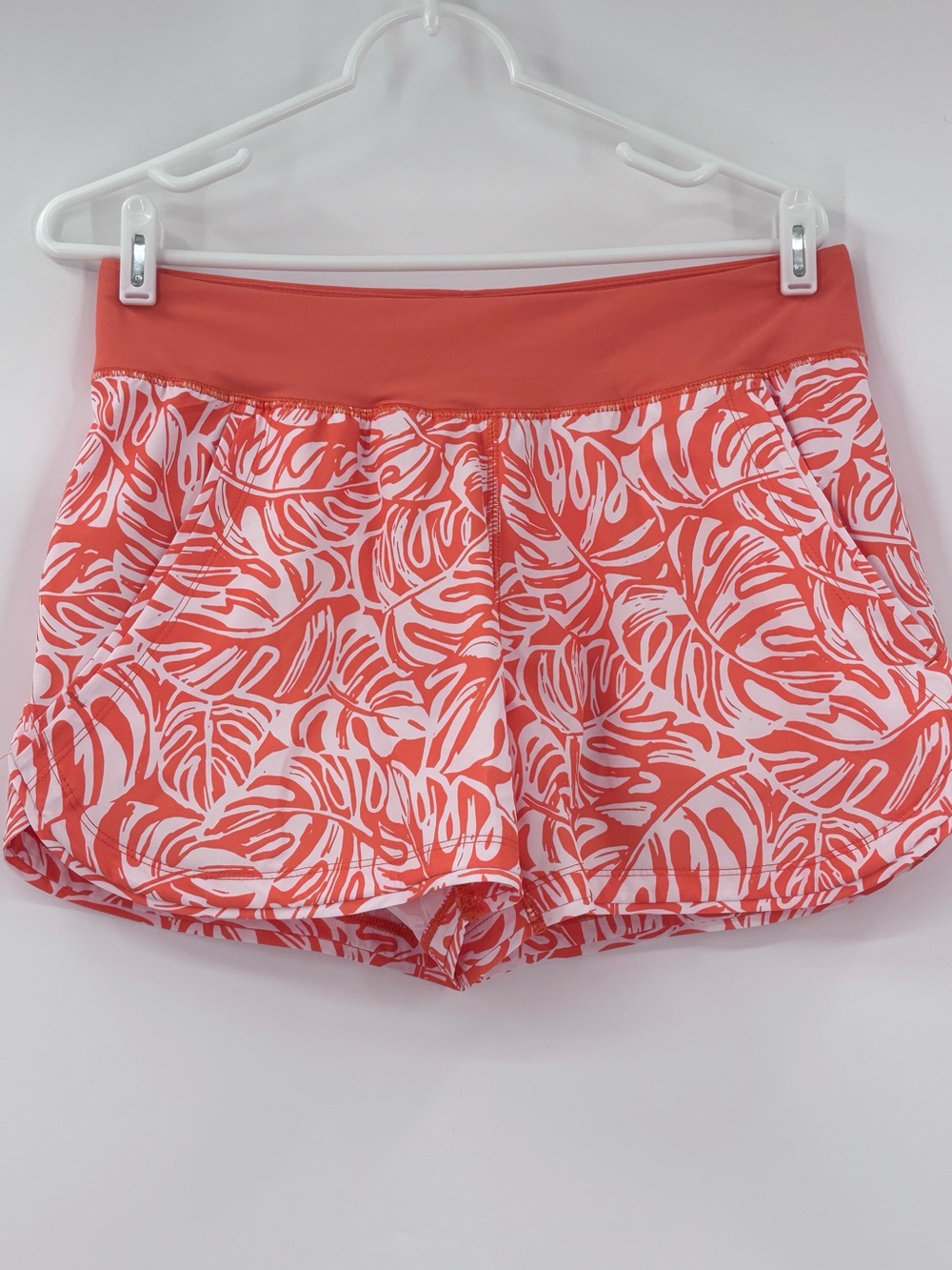Lands' End Coral and White Printed swim Shorts